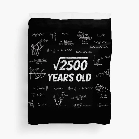 Square Root Of 2500 - 50th Birthday Math Nerd Duvet Covers
