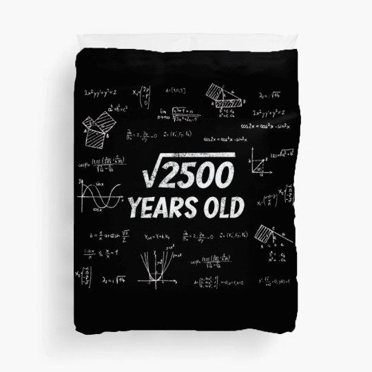 Square Root Of 2500 - 50th Birthday Math Nerd Duvet Covers