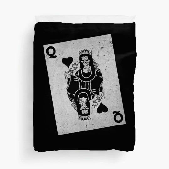 Womens Skeleton Queen Playing Card Gambling Hallow Duvet Covers