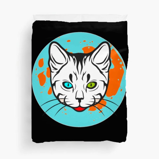 Hello cat, best halloween scary head Duvet Covers
