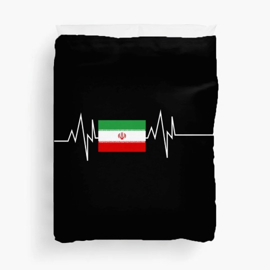 Iran Flag Heartbeat Duvet Covers