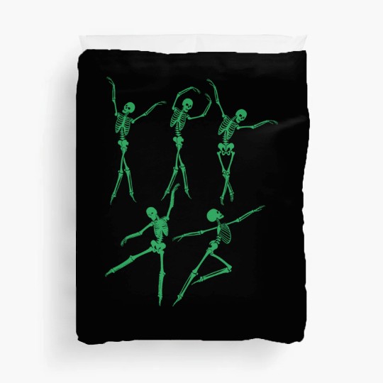 Green Dancing Skeleton Duvet Covers