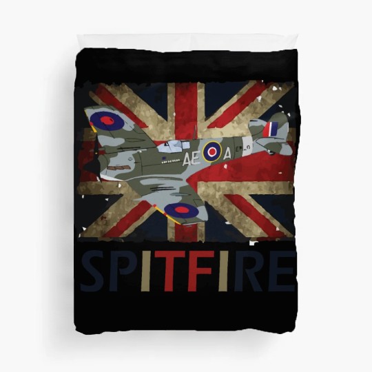 Spitfire WW2 Fighter Aircraft Airplane Union Jack Duvet Covers
