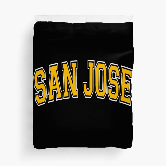 San Jose Varsity Style Amber Text Duvet Covers