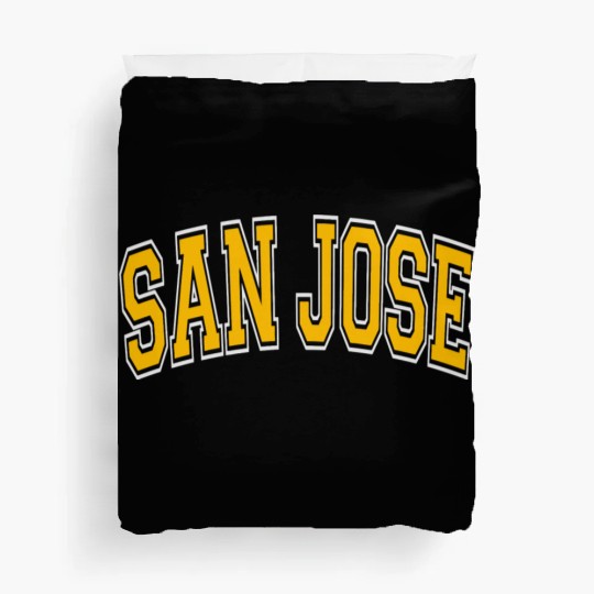 San Jose Varsity Style Amber Text Duvet Covers