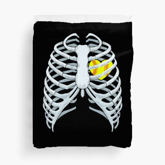 Funny Softbal Heart Skeleton Rib Cage Halloween Duvet Covers