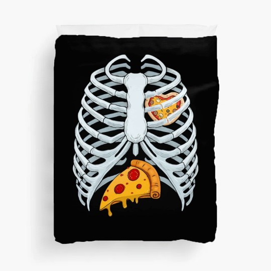 Funny PIzza Skeleton Rib Cage Halloween Costume Duvet Covers