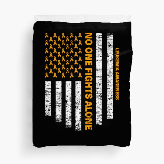 No One Fights Alone Usa Flag Leukemia Awareness Duvet Covers