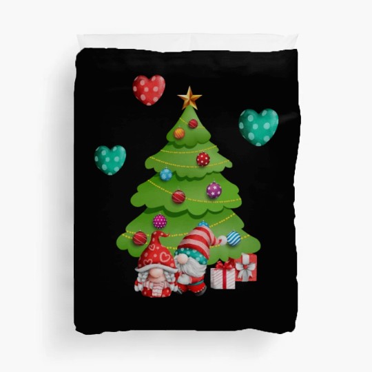 christmas is love, gnomes, christmas tree, love Duvet Covers