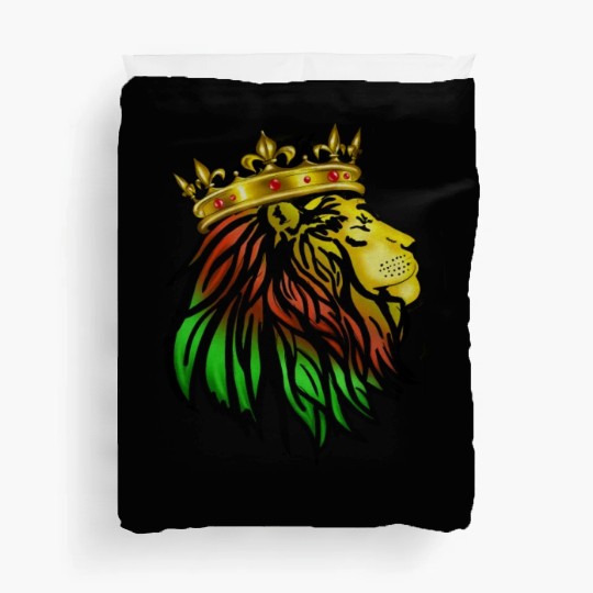 African Lion With Crown, African Colors Duvet Covers