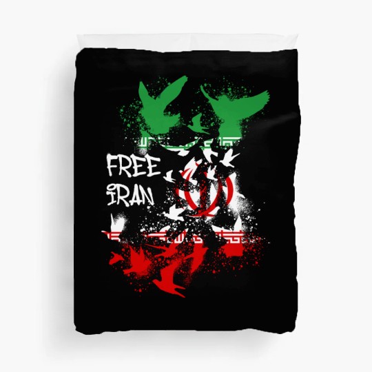 free iran, freedom, iran, no headscarves, flag Duvet Covers