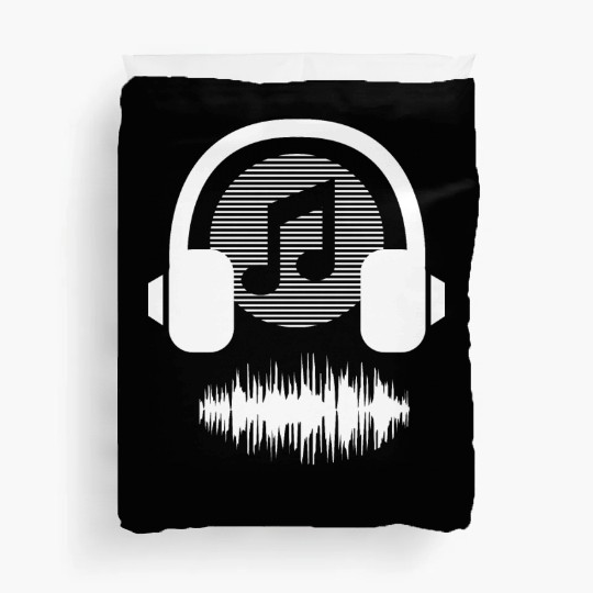 musica headphones novelty fun style 80s song Duvet Covers