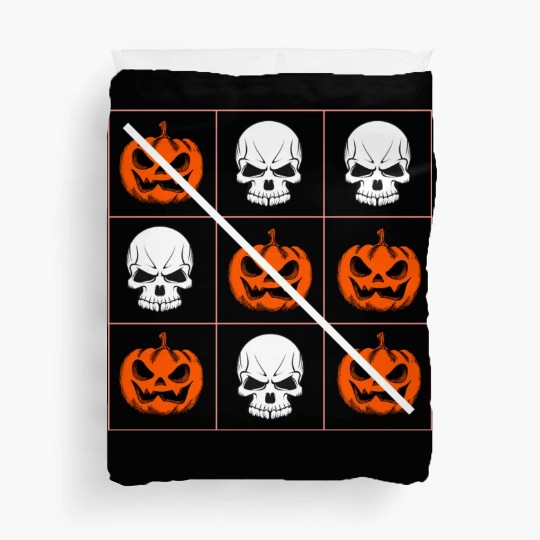 Halloween Three in a Row Game Pumpkin Skulls Duvet Covers