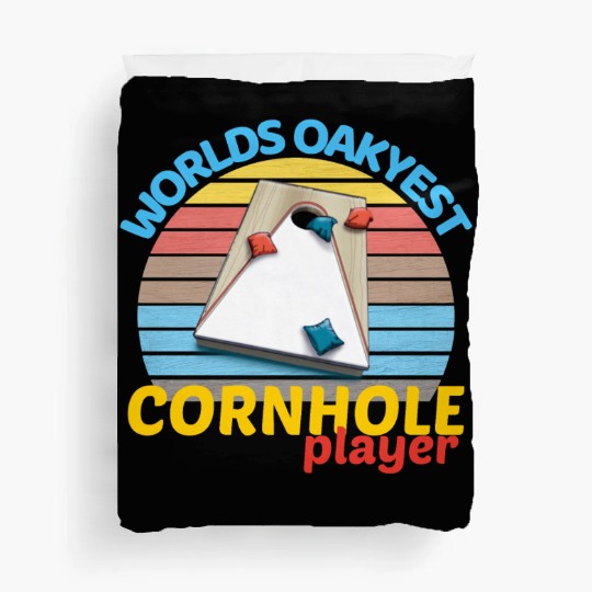 worlds oakyest cornhole player two Duvet Covers