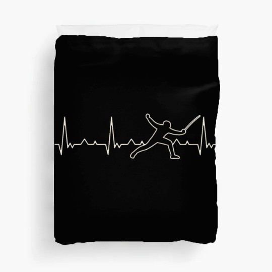 Fencing. Heart. Love. EKG. Pulse. Beat. Duvet Covers