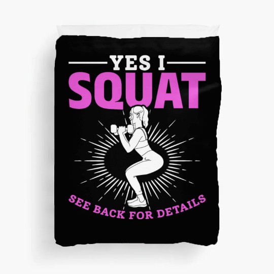 Women Squat Weightlifting Gym Workout Duvet Covers