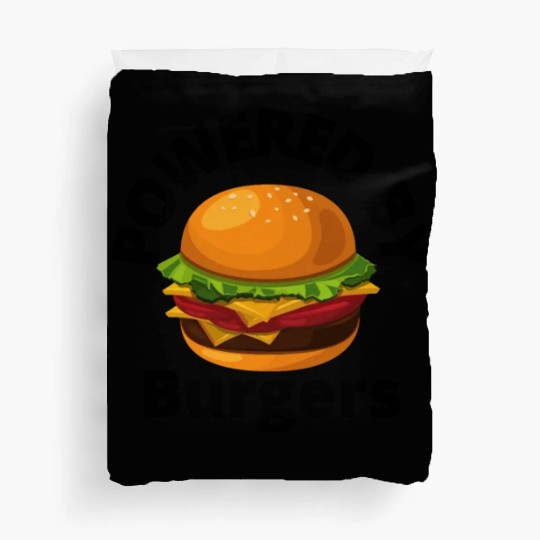 Powered by Burgers - Fast Food Lover - Funny Beef Duvet Covers