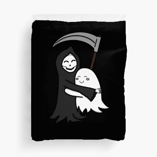 Grim Reaper & Ghost Hug | Friendship | Azrael Duvet Covers