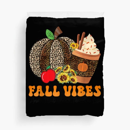 Groovy Fall Vibes Teacher Life Pumpkin Duvet Covers