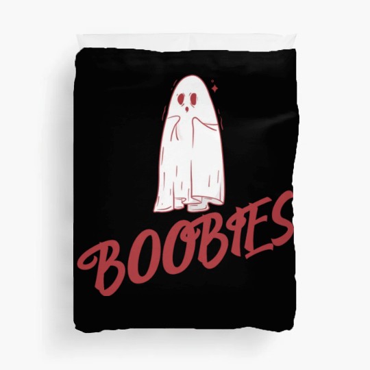 Surprised ghost loves boobies, Boo halloween Duvet Covers