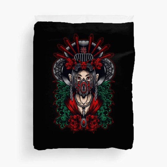 Toxic Geisha Gasmask Woman Warrior Fighter slayer Duvet Covers