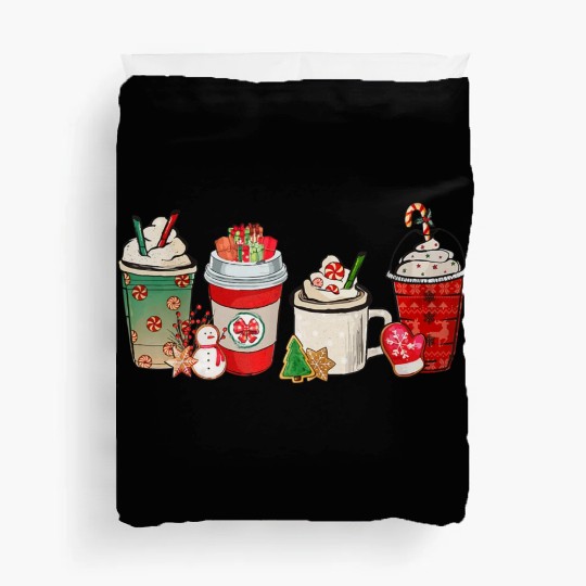 Merry Christmas Coffee Snowman Latte Peppermint Duvet Covers