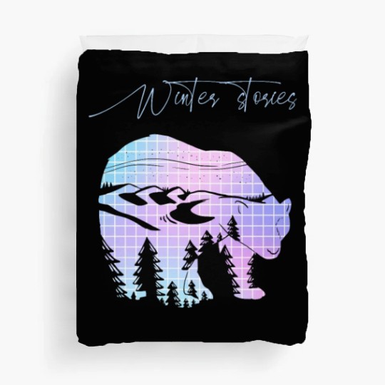 Winter stories Bear Trees Pastel Rainbow Duvet Covers