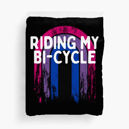 Riding My Bi-Cycle Bisexual LGBTQ Bi Pride LGBT Duvet Covers