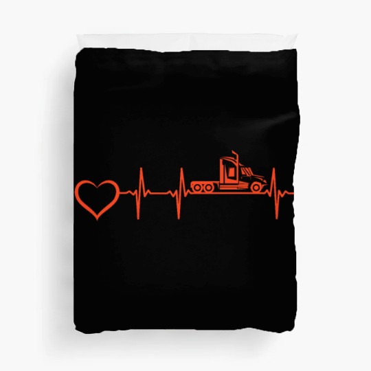 Trucking Trucker Heartbeat Heart Truck Driver Hear Duvet Covers