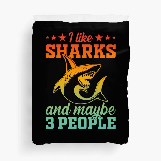 I Like Sharks & Maybe 3 People - Sharkfish White S Duvet Covers