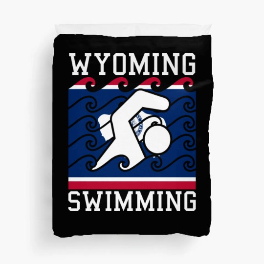 Wyoming Flag Swimming Team Swim Swimmer US State Duvet Covers