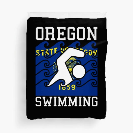 Oregon Flag Swimming Team Pacific Swim Swimmer US Duvet Covers
