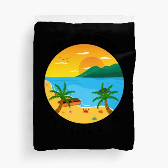 Ocean Lover And Cool Illustration Of A Island Duvet Covers