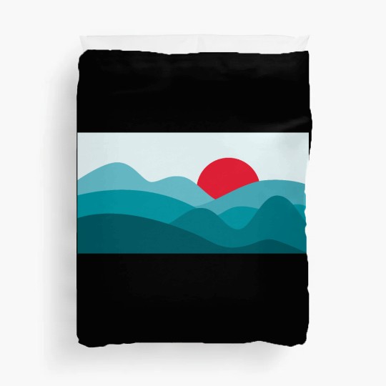 Minimalist Sun Teal Blue Duvet Covers