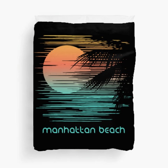 Artistic Manhattan Beach California Palm Tree Duvet Covers