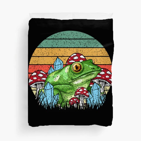 Retro Realistic Toad Frog Mushrooms Duvet Covers