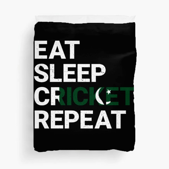 Eat Sleep Cricket Repeat PK Flag Sports Gift Duvet Covers