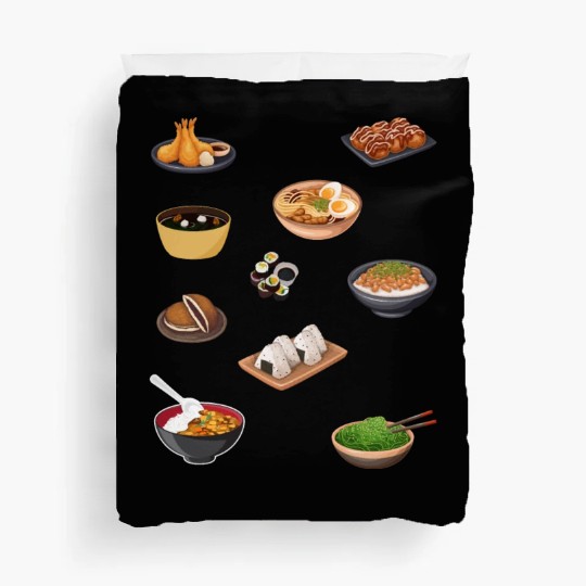 Japanese Ramen Cool Pack,Ramen Mushroom Crossword- Duvet Covers
