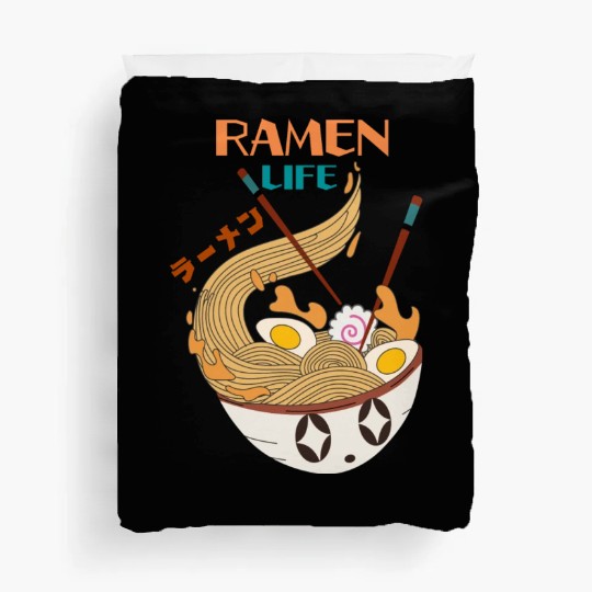 Ramen Mushroom Crossword-japanese noodles Duvet Covers