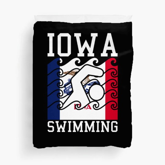 Iowa Flag Swimming Team Swim Swimmer US State Duvet Covers