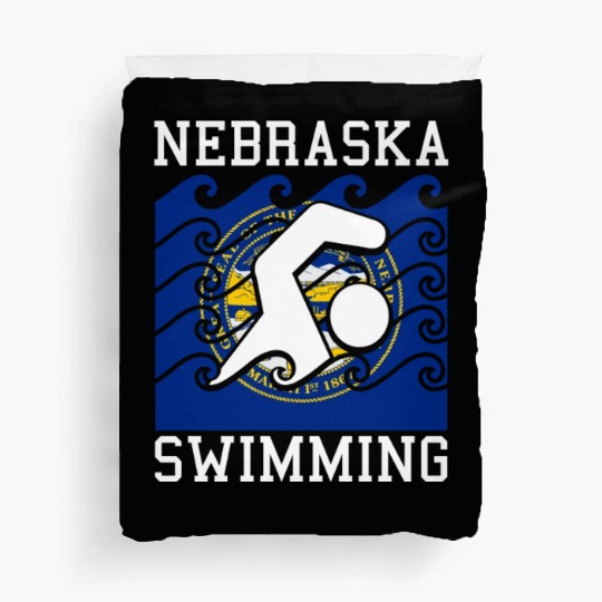 Nebraska Flag Swimming Team Swim Swimmer US State Duvet Covers