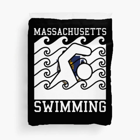 Massachusetts Flag Swimming Team Swim Swimmer US S Duvet Covers