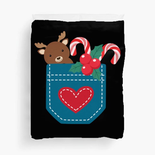 Christmas moose peppermint pocket Duvet Covers