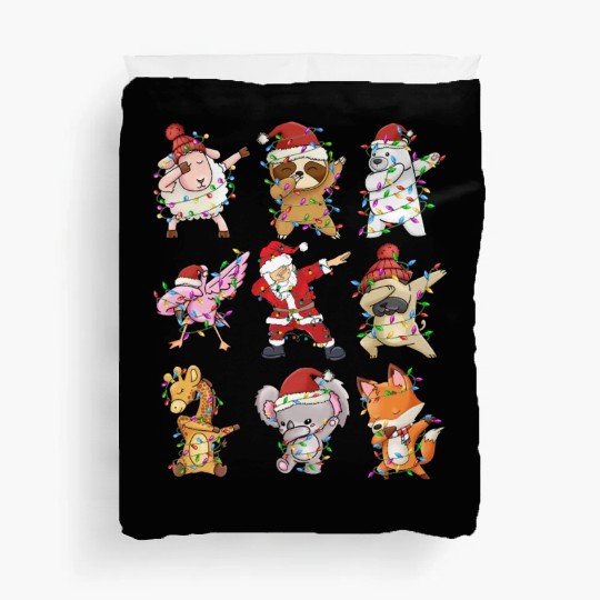 Dabbing Santa Animal Friends Christmas Kids Boys Duvet Covers