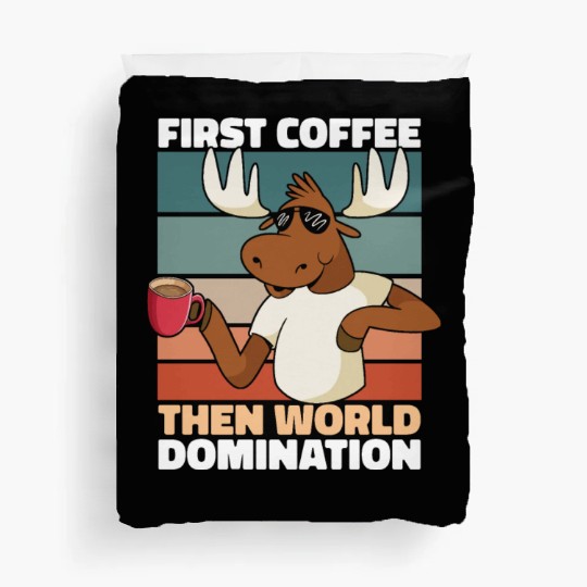 Moose Elk Coffee Sunglasses Duvet Covers