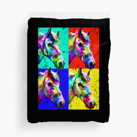 Pop Art Horse Farm Animal Lover Funny Horseback Ri Duvet Covers