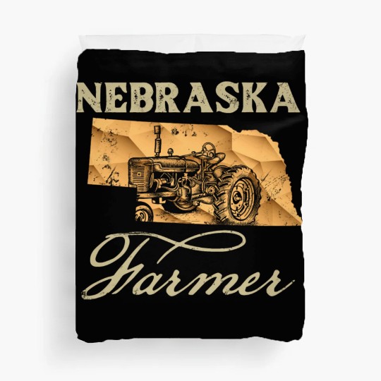 Nebraska Farmer Tractor Lover State Map Farming Lo Duvet Covers