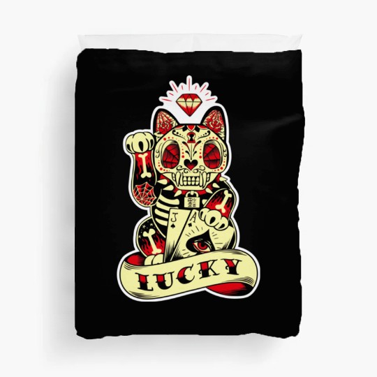 lucky cat Skull Candy Duvet Covers