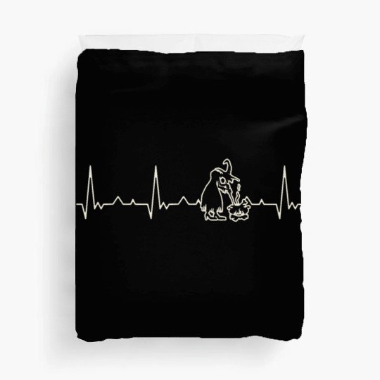 Halloween Witch Cooking. Heart. Love. EKG. Pulse. Duvet Covers