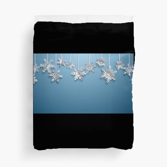 Elegant Hanging Snowflakes Light Blue Duvet Covers